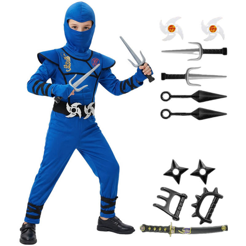 Black Face Mask Pack - Kostum Ninja Hitam dan Biru untuk
