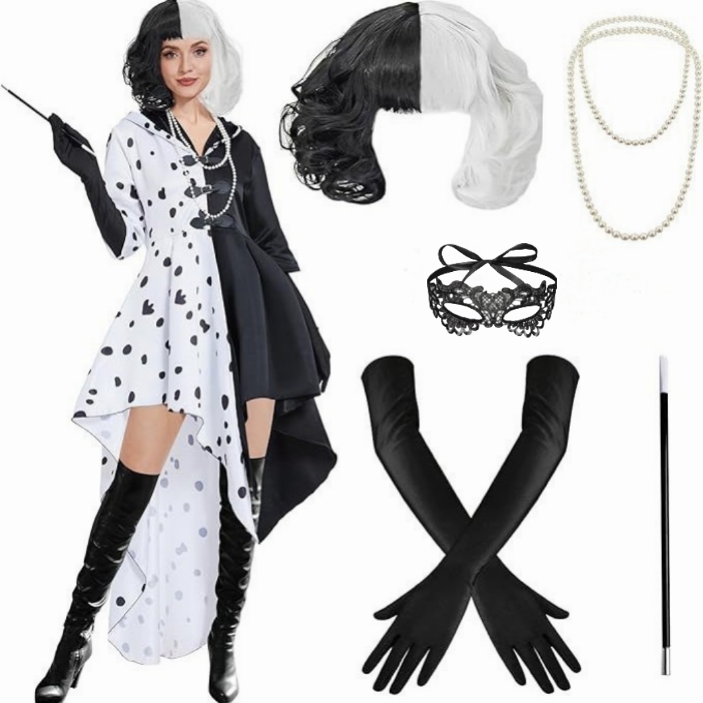 Set Kostum Cosplay Cruella Ter - Black Face Mask Pack ulasan dan harga